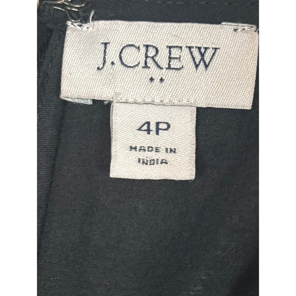 J.Crew Re-Imagined Black Ruffle V-Neck Tiered Cotton Midi Dress 4P Petite - Picture 3 of 7